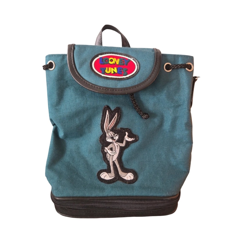 Looney Tunes Mini Backpack Unisex Small Teal Bugs Bunny 90s Canvas Workwear